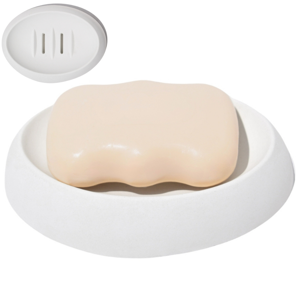 Saboneteira Porta Sabonete Banheiro Oval  Luxo 12,5cm em Cimento