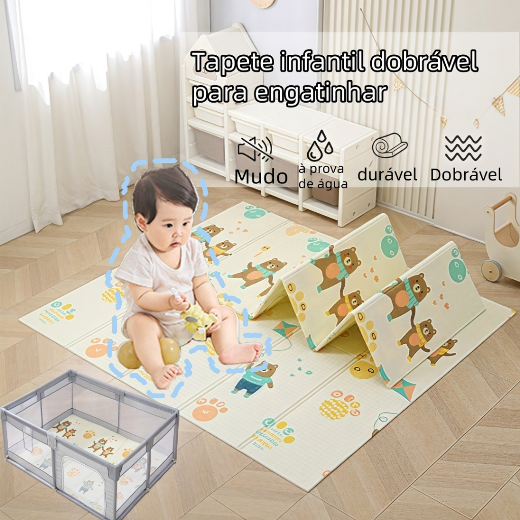 150x200cm Grande Tapete Infantil Dobrável Impermeável Antiderrapante para Bebê Engatinhar EVA Macio