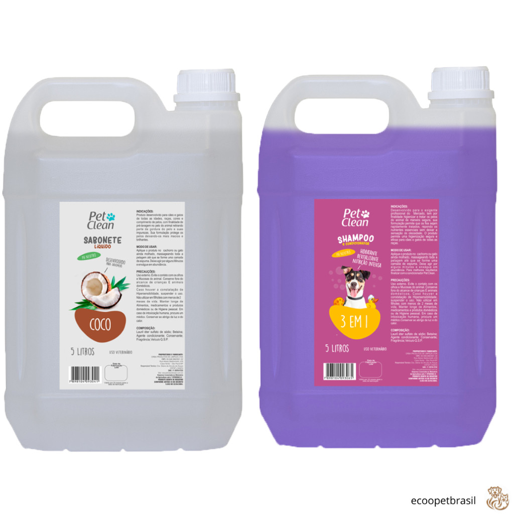 Kit Pre Banho Limpeza Completa Shampoo Banho e Tosa 5 Litros Hidratante Condicionador Escolha