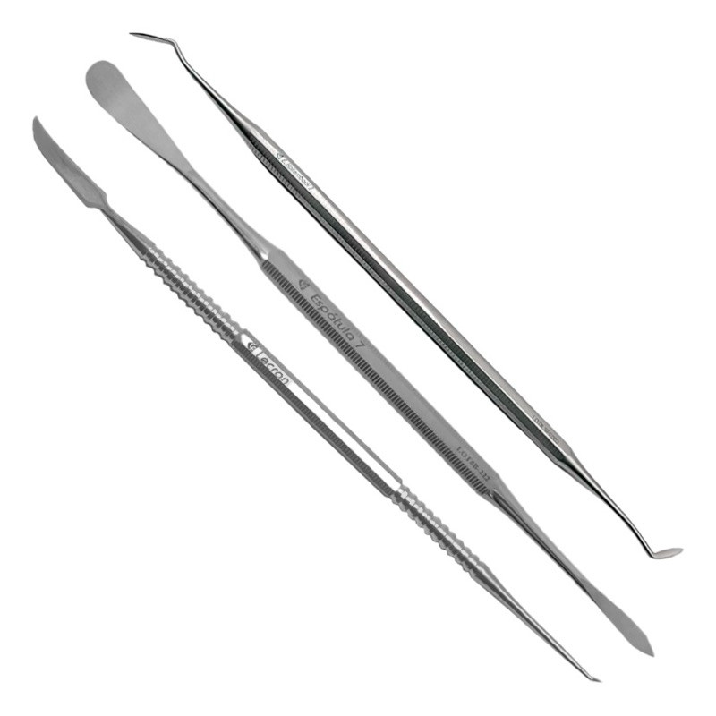 Kit Esculpidores Hollenback N.3 + Lecron + Espátula N.7 | Odontologia Estética