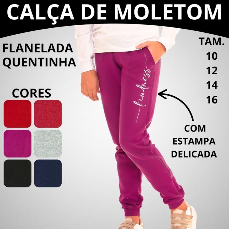 Calça Moletom Peluciado Juvenil  2 Bolsos Estampa