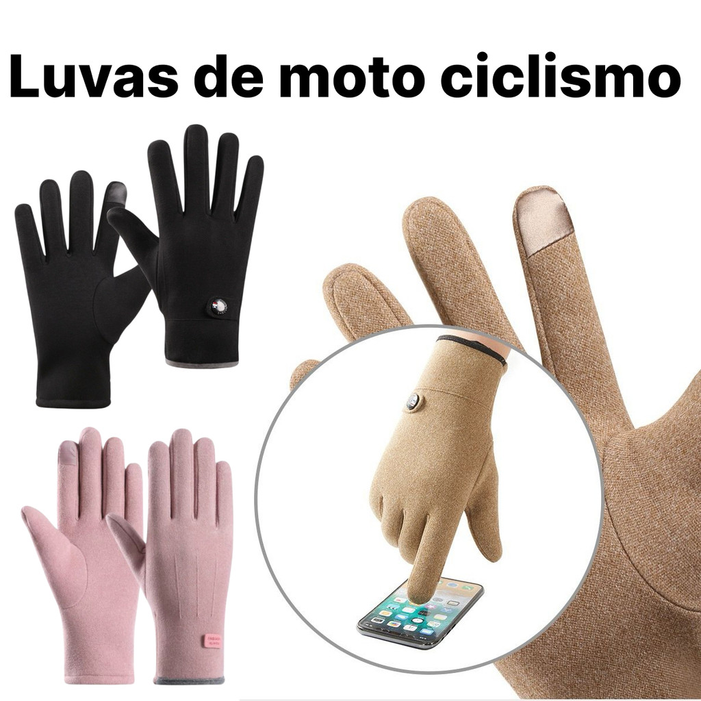 Luva De Moto Ciclismo Dedo Inteiro De Nylon Grassa Quente Para Adulto Forrado Para Frio De Inverno U