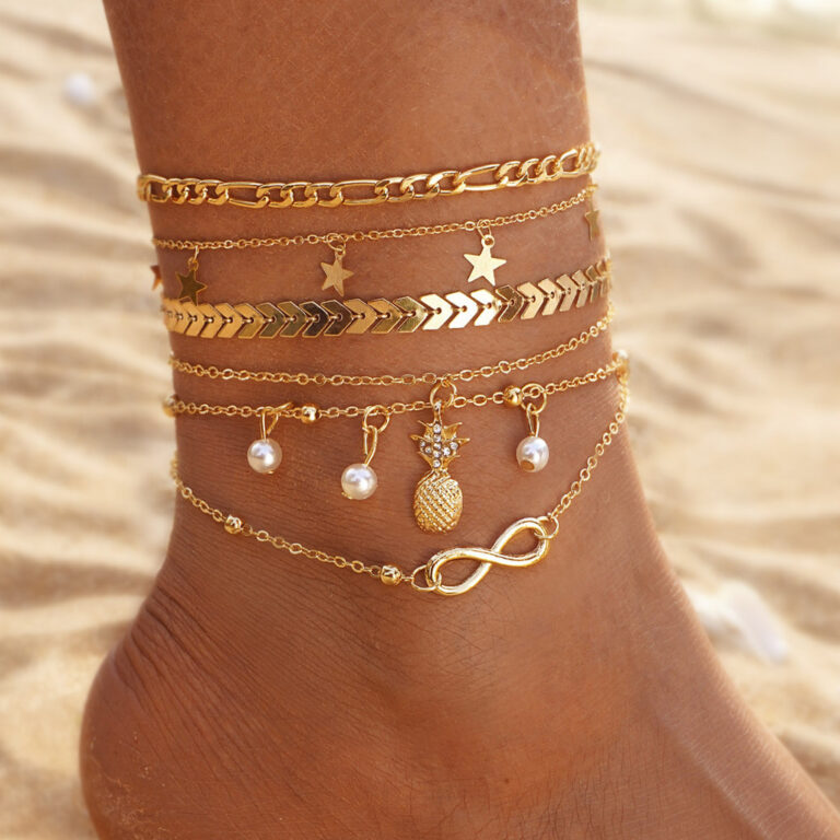 5 Pçs Charme Chave Tornozeleira Conjunto Para Mul