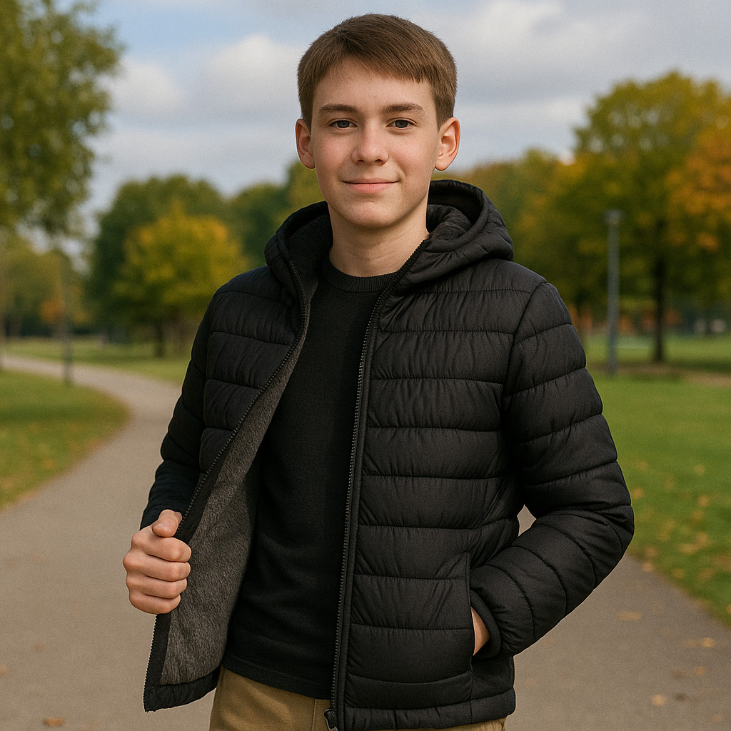 Jaqueta Puffer Infantil Masculino Pelinhos e Touca Inverno Frio Intenso