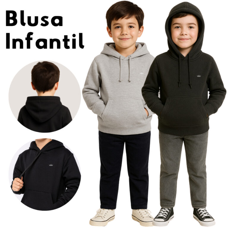 Moletom Canguru Infantil Forrado Básico Inverno B