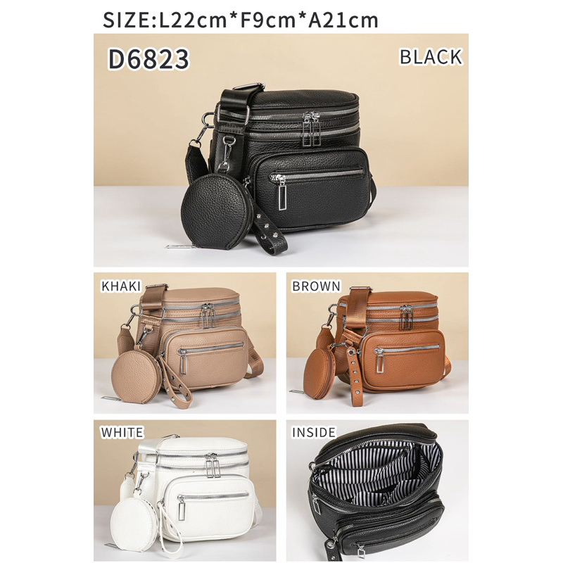 Bolsa Pochete Feminina Em Couro Pu Transversal Tipo Pochete Com Zíper Duplo 6823