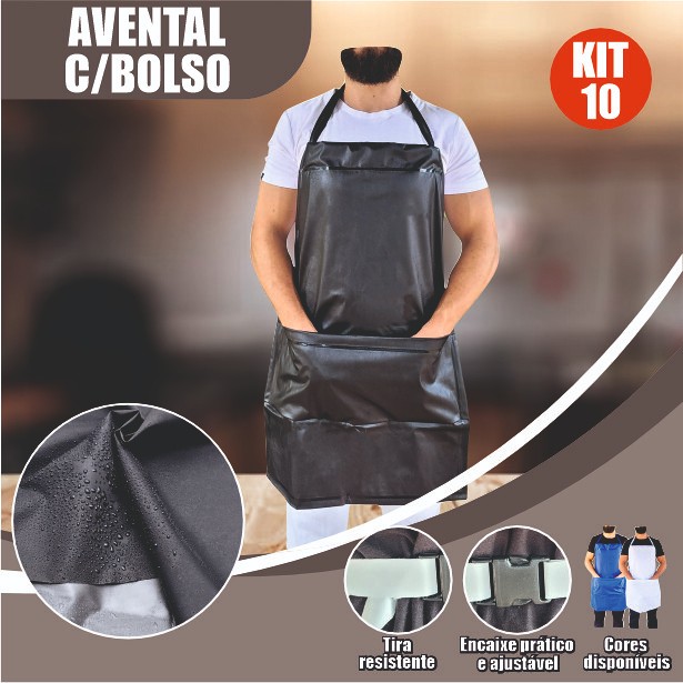 KIT 10 Avental Impermeável bolso churrasqueiro ga