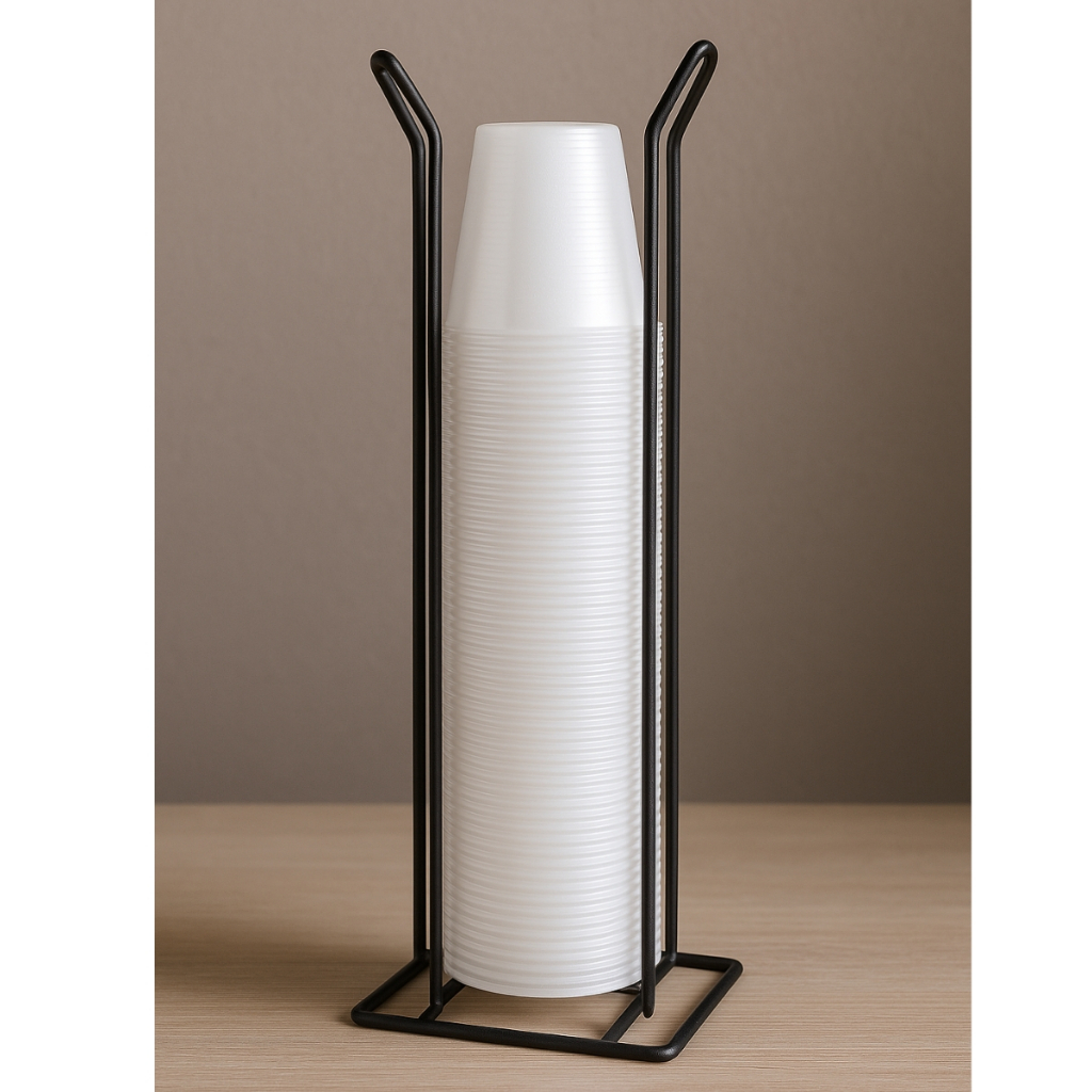 Suporte Porta Copos Descartáveis de Bancada Agua 200ml Preto ou Cromado