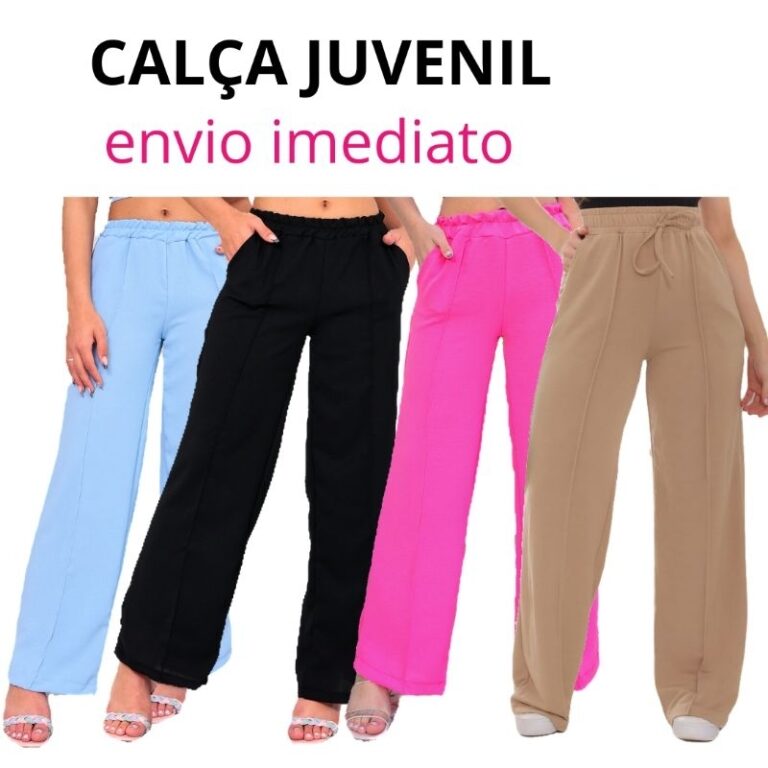 CALÇA PANTALONA JUVENIL com bolso elástico moda 