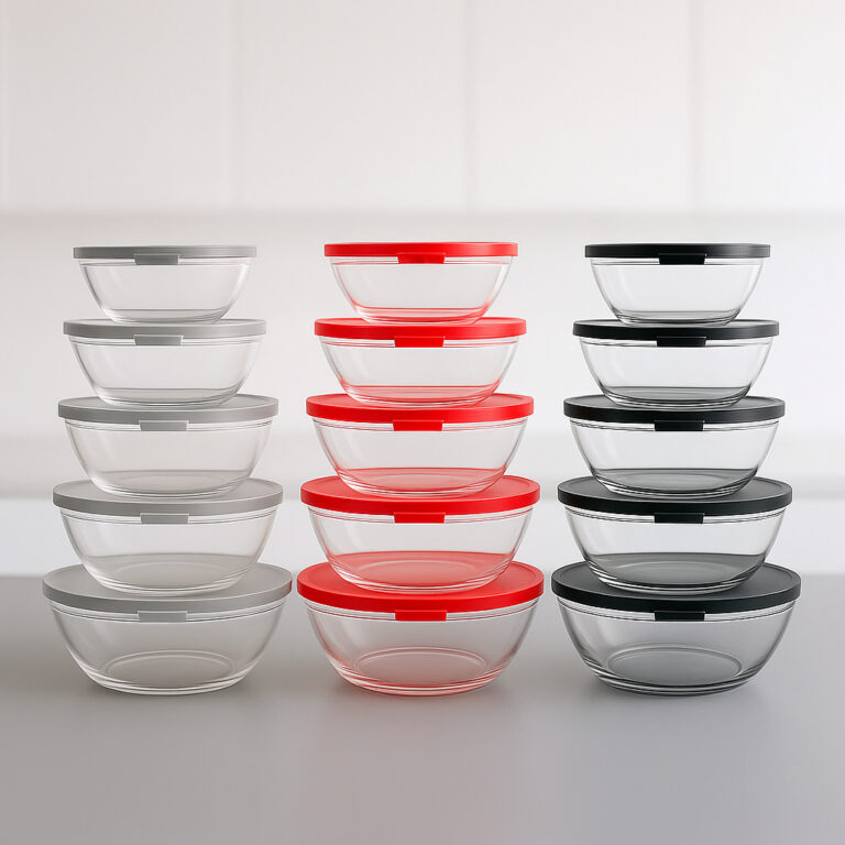 Conjunto de 5 Potes de Vidro Redondos  Ideal para 
