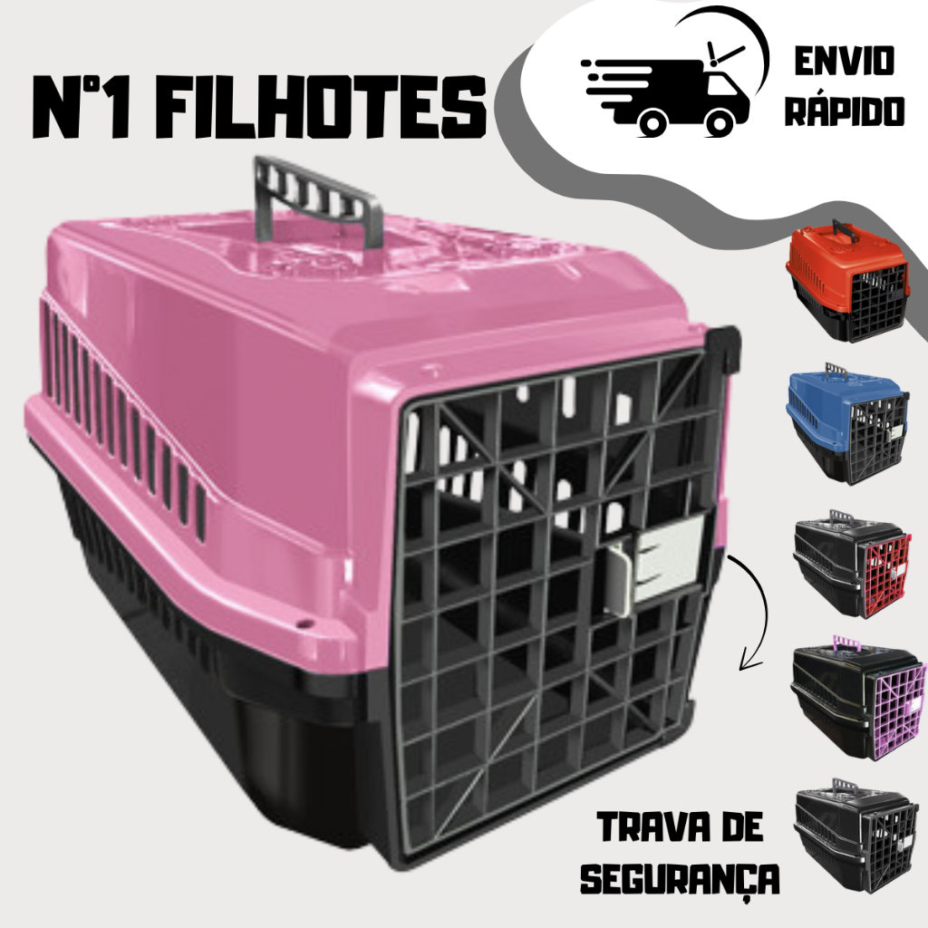 Caixa de Transporte N1 Passeio ou Viagem Pet Gato, Cachorro, Coelho, Aves Pequeno Porte e Filhotes