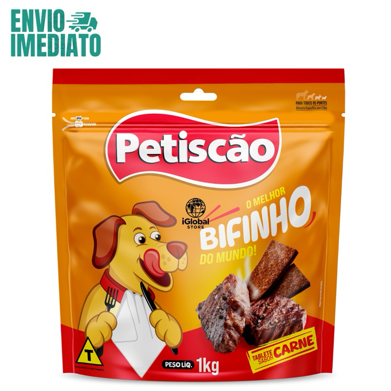 Petiscão Carne 1kg – Bifinho Mastigável para Cachorros