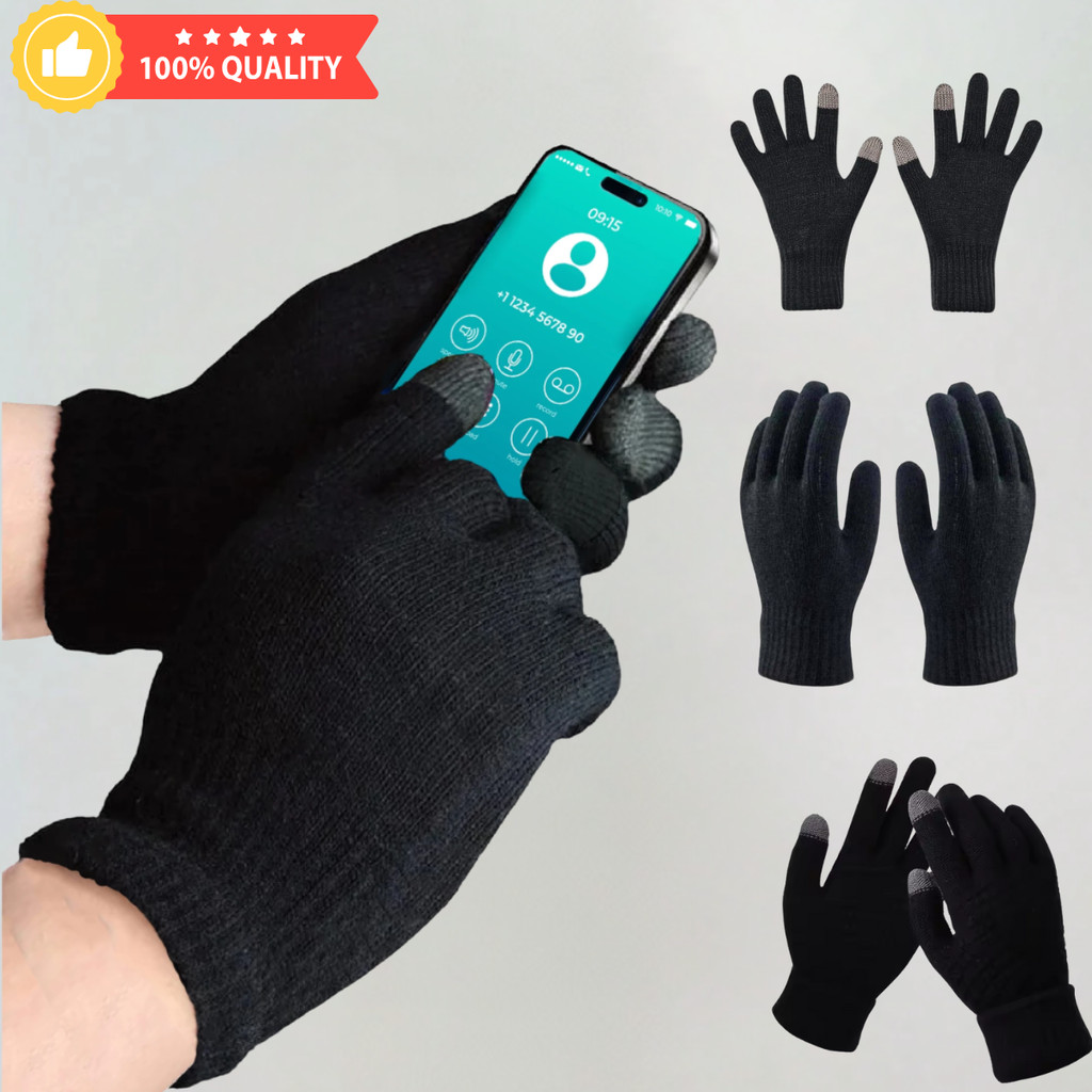 kit 4 pares Luva De Lã Frio Inverno Adulto Preta Feminina Masculina Mãoscom dedo)