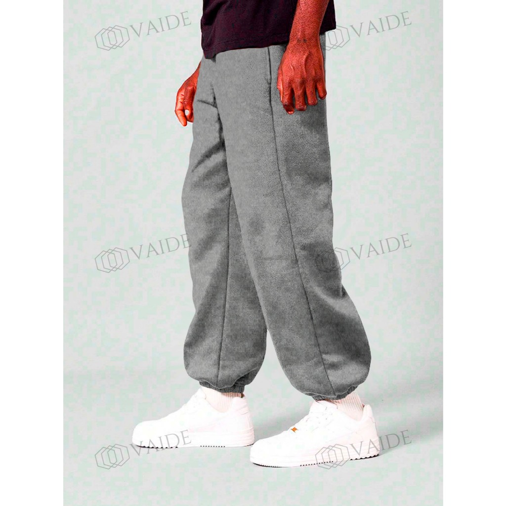 Calça Unissex Moletom Bolsos Casual Sem Estampa Alta Tendencia Larga Sport Plus Size Life Style