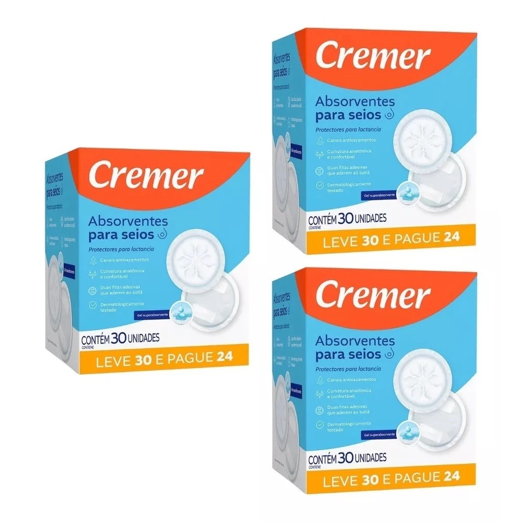 Kit 3 – Absorvente Para Seios Cremer Leve 30 Pague 24 Un