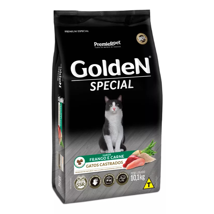 Ração Seca Golden Special Gatos Castrados Frango e Carne/ Special Gatos Adultos – 10.1kg
