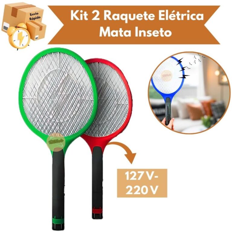 Kit 2 Raquete Eletrica Mata Mosquitos Insetos Reca