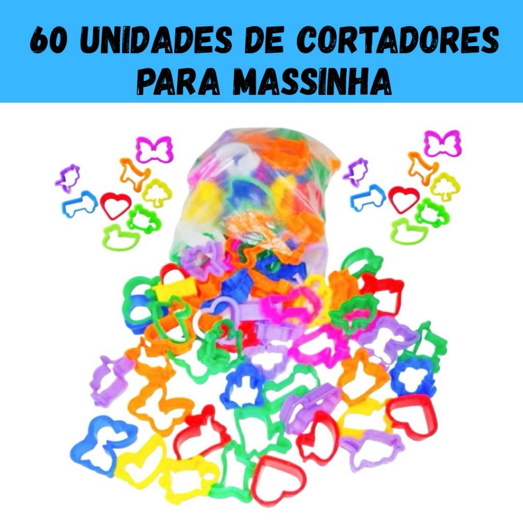 60 Cortador Molde Forminha p/ Massinha de Modelar Kit Festa Lembrancinha