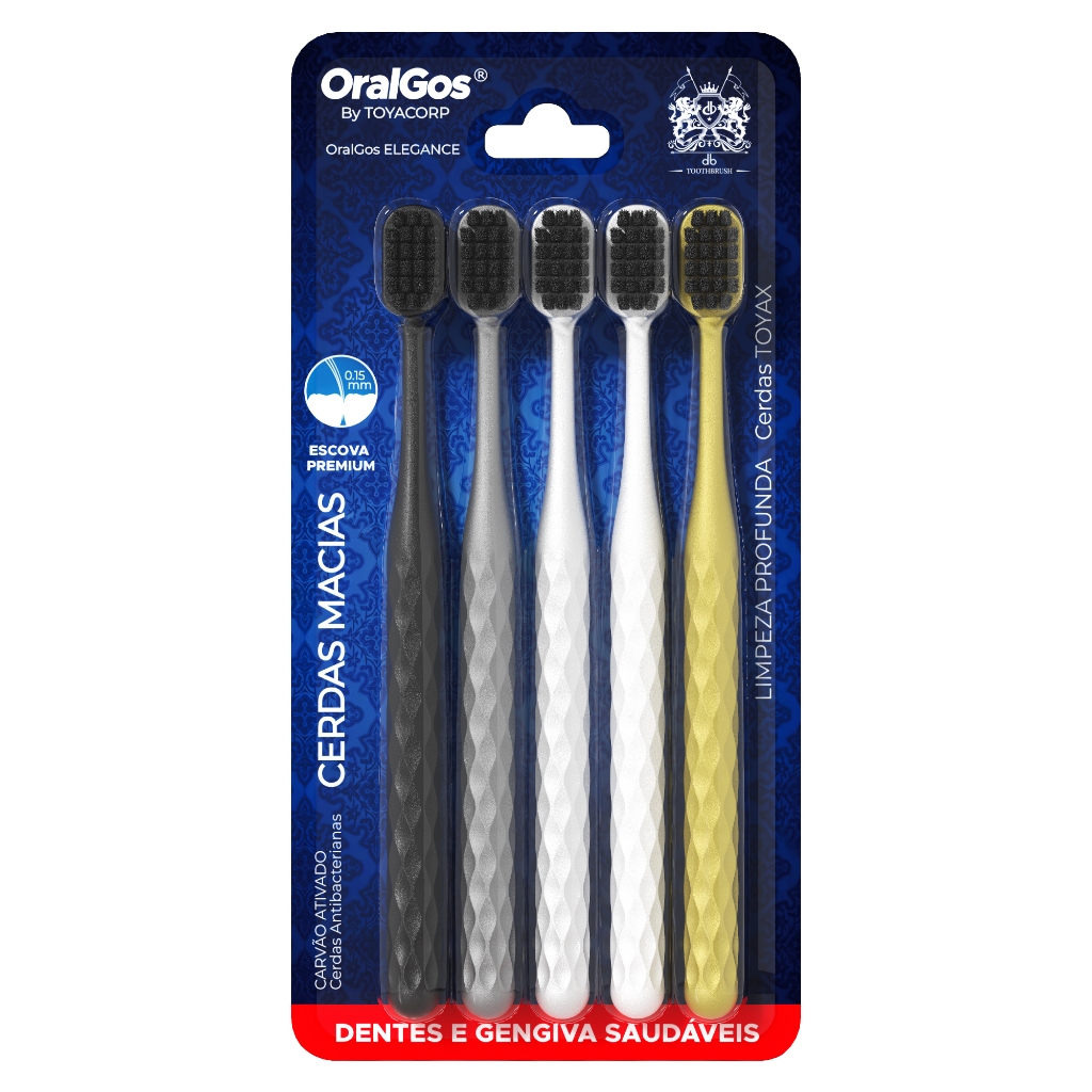 ORALGOS ELEGANCE Escova Dental,Cerdas de altadensidade+Pega Antiderrapante