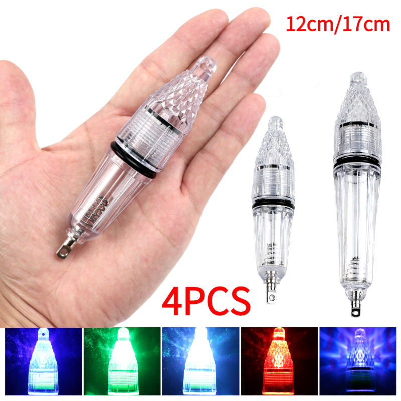 4PCS Luz Led Noturna Subaquática Alimentada por Bateria para Isca de Pesca e Exterior