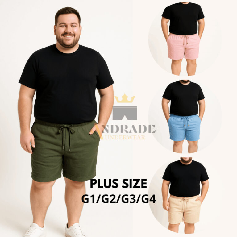 Kit 4 Short Plus Size Mauricinho em Linho G1 G2 G3