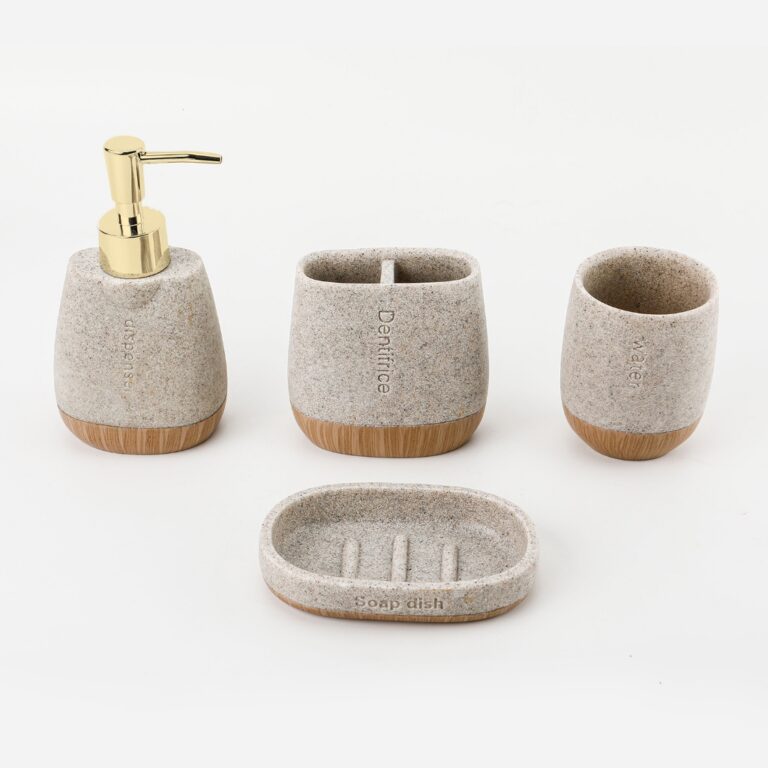Kit Banheiro Dispensador De Sabonete Em Resina Con