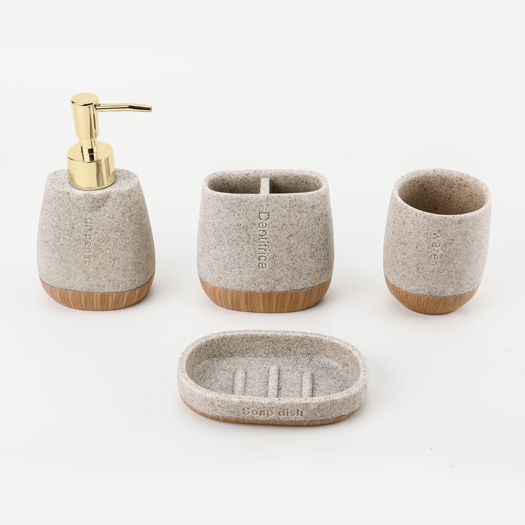 Kit Banheiro Dispensador De Sabonete Em Resina Conjunto De Porta-Escovas De Dente Luxo De Alto Nível