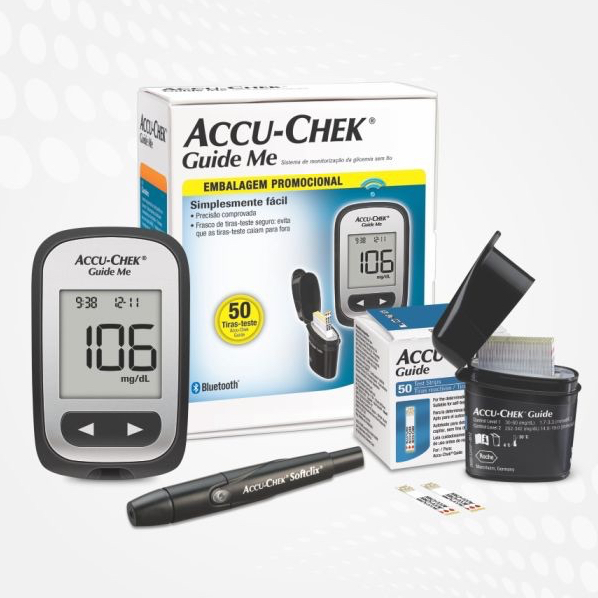 Kit Aparelho de Glicemia Accu Chek Guide Me + 50 T