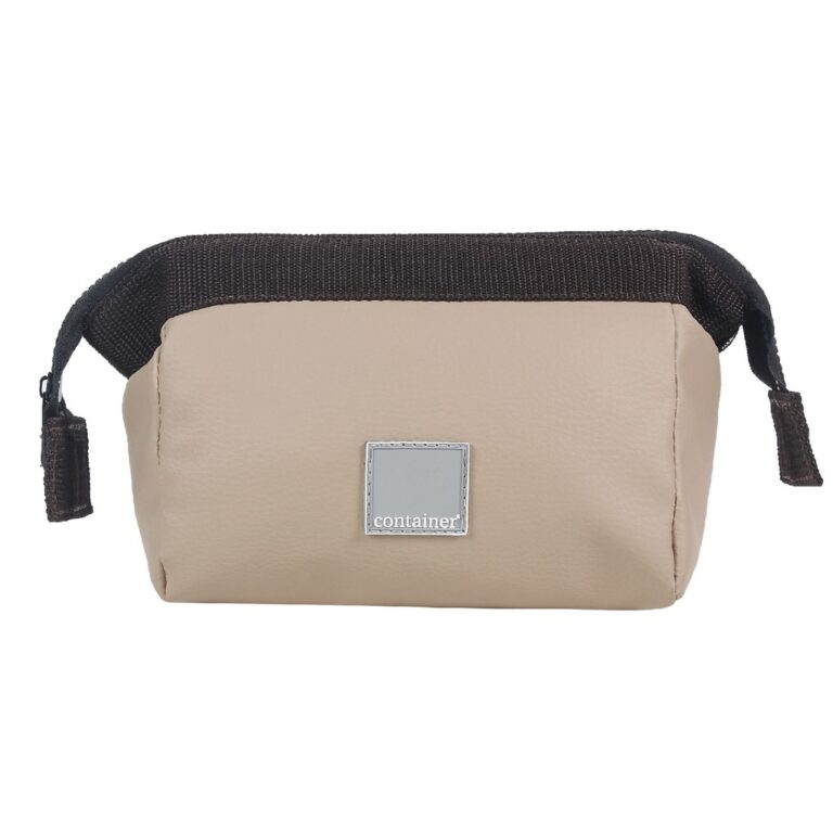 Necessaire Bege Ziper Marrom Unissex Poliester Der