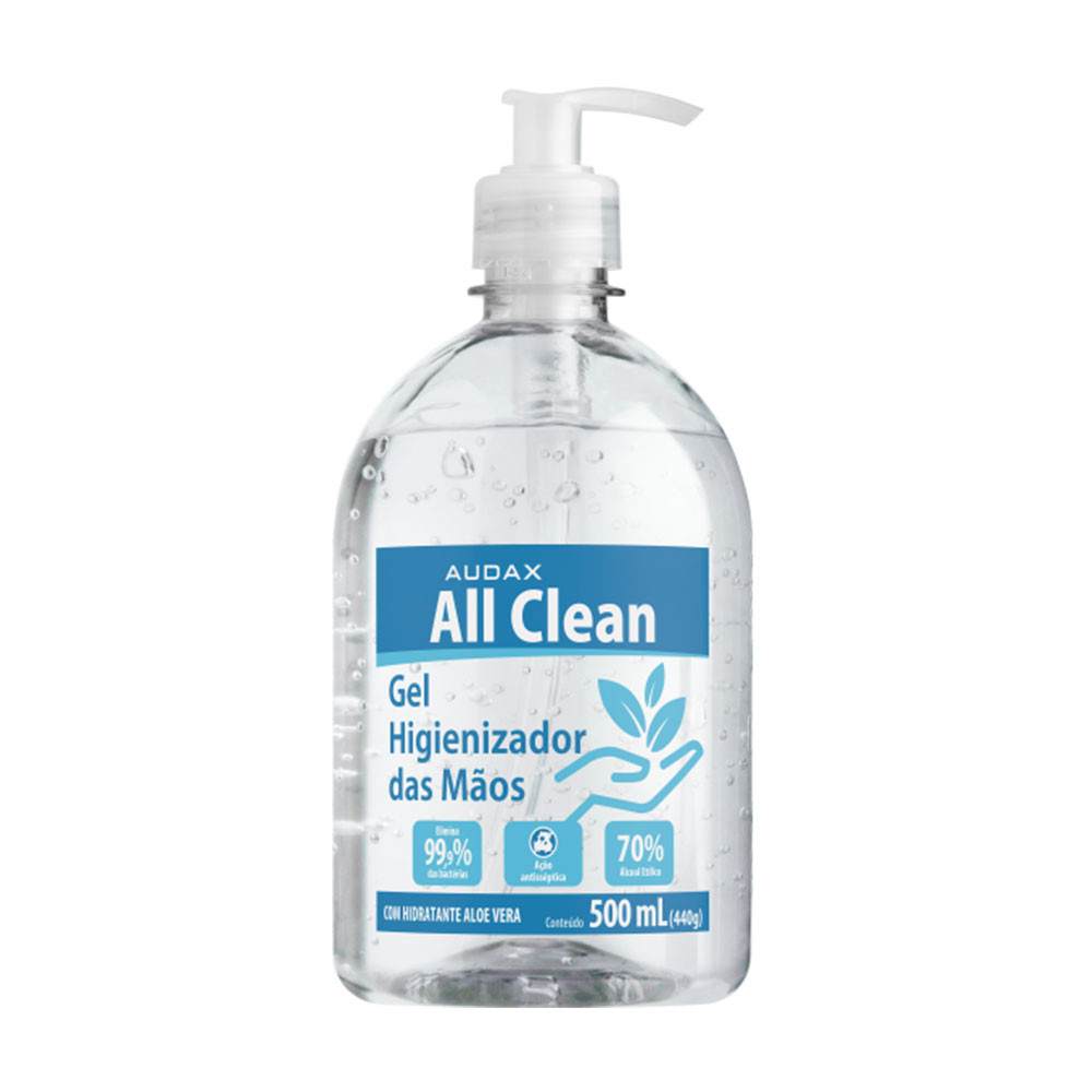 Álcool gel antisséptico 70. All Clean Pump 500ml Audax