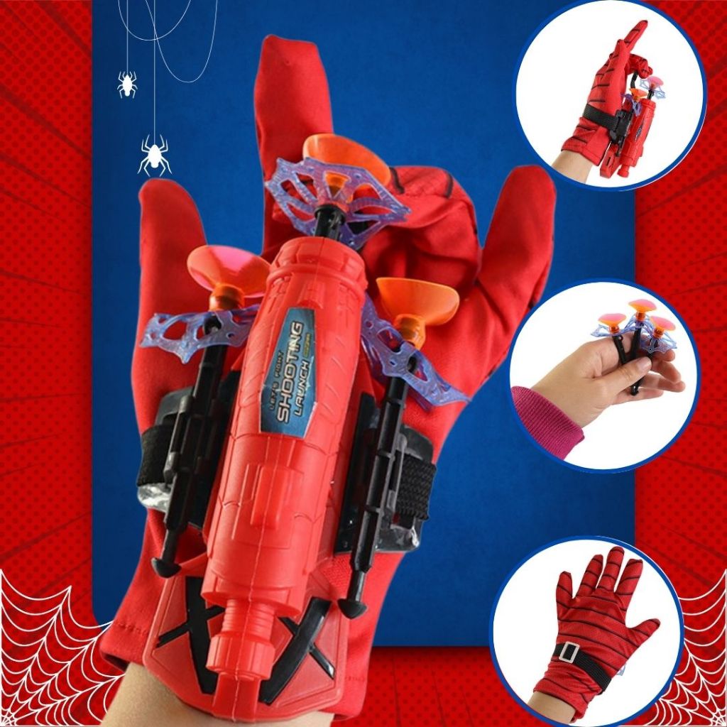 Luva Lança Teia Brinquedo Infantil Homem Aranha spider Man super herói lança dardos