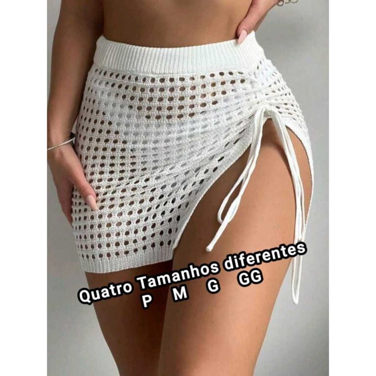Saída de Praia Saia do P ao GG Crochê Tricot com