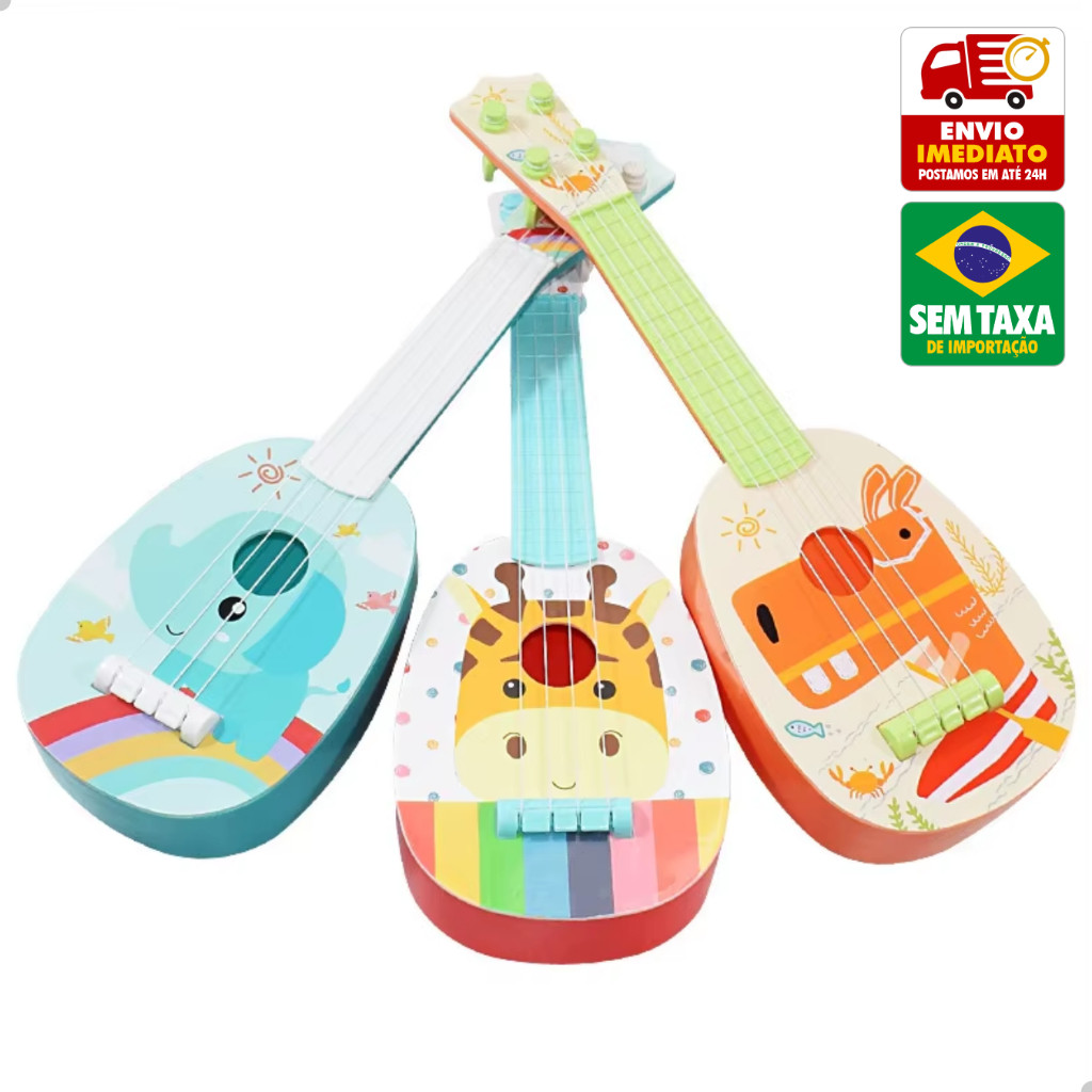 Mini Guitarra Ukulele Infantil de Brinquedo DuteToys DTY1071