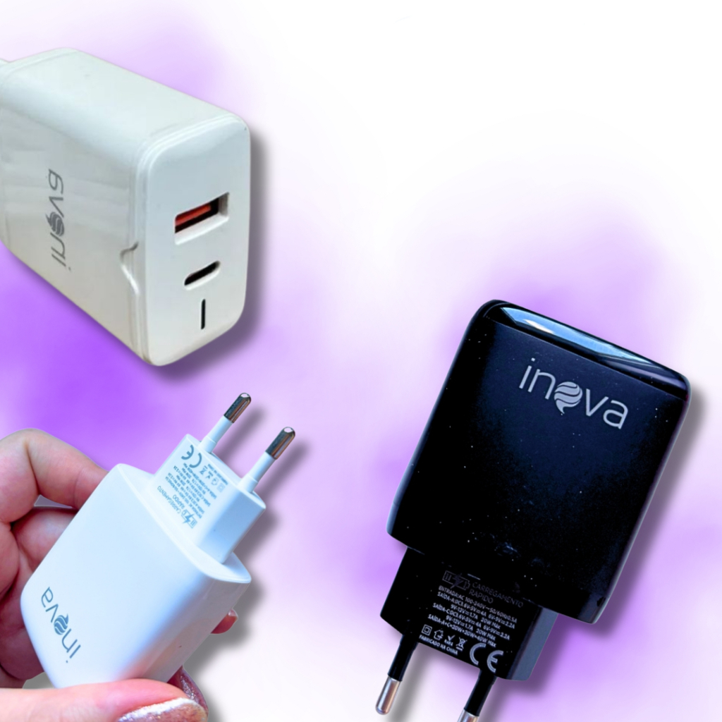Fonte Celular Carregador turbo USB e Tipo-C 40w Tomada Rapido Proteção SObrecarga Inteligente