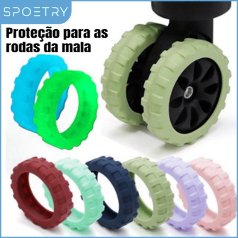 [BR]Kit 8 Capas De Roda Para Bagagem Capa De Silicone Redução De Ruído Reduzir O Mau Desgaste Das Ro