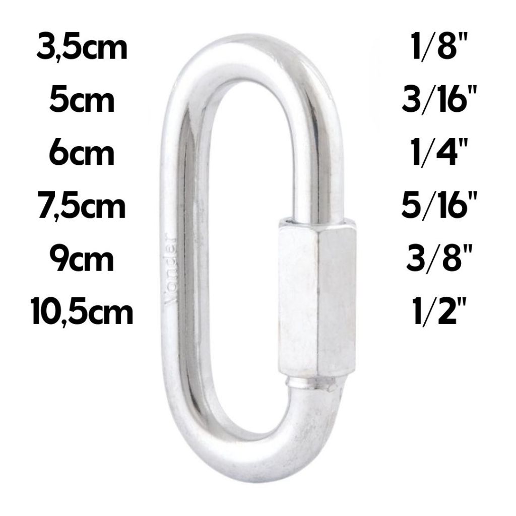 Mosquetão VONDER Reto com Rosca – ESCOLHA TAMANHO E QUANTIDADE