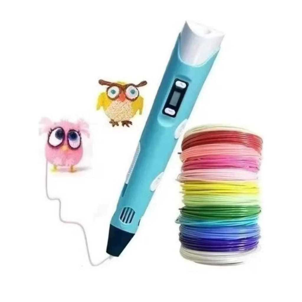 Caneta 3D Impressora Manual Infantil e Adulto Com Filamentos PLA Tela LCD Desenho 3D