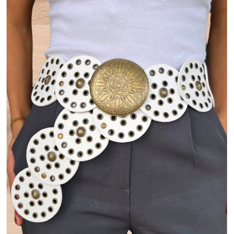 Boho Cinto Feminino Estiloso Tendência Moda Grosso Metal Dourado