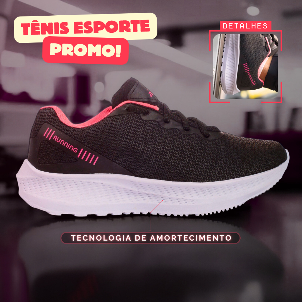 Tênis Esportivo Unissex Masculino Feminino Academia Corrida – Leveza e Conforto Total