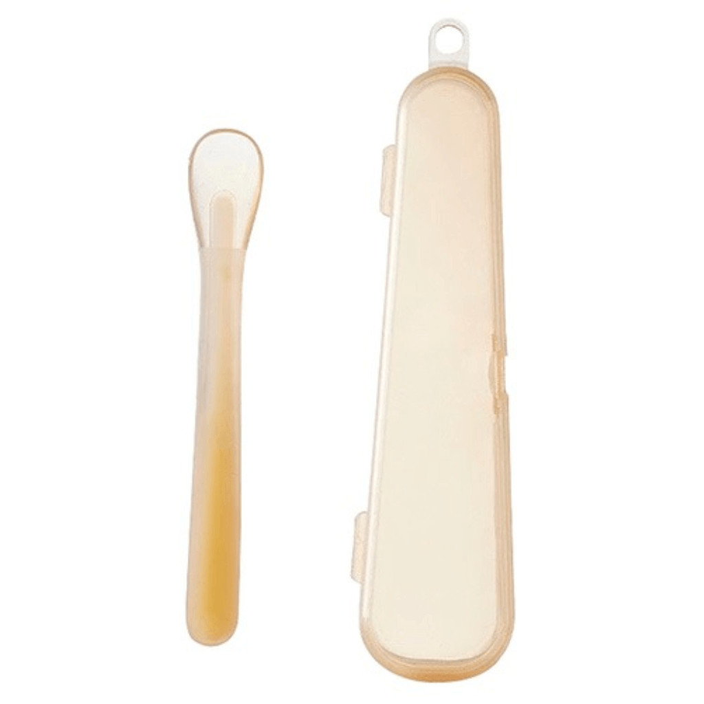 Kit Colher de Silicone C/ Estojo Infantil Introdução Alimentar Ponta Macia Anatômica