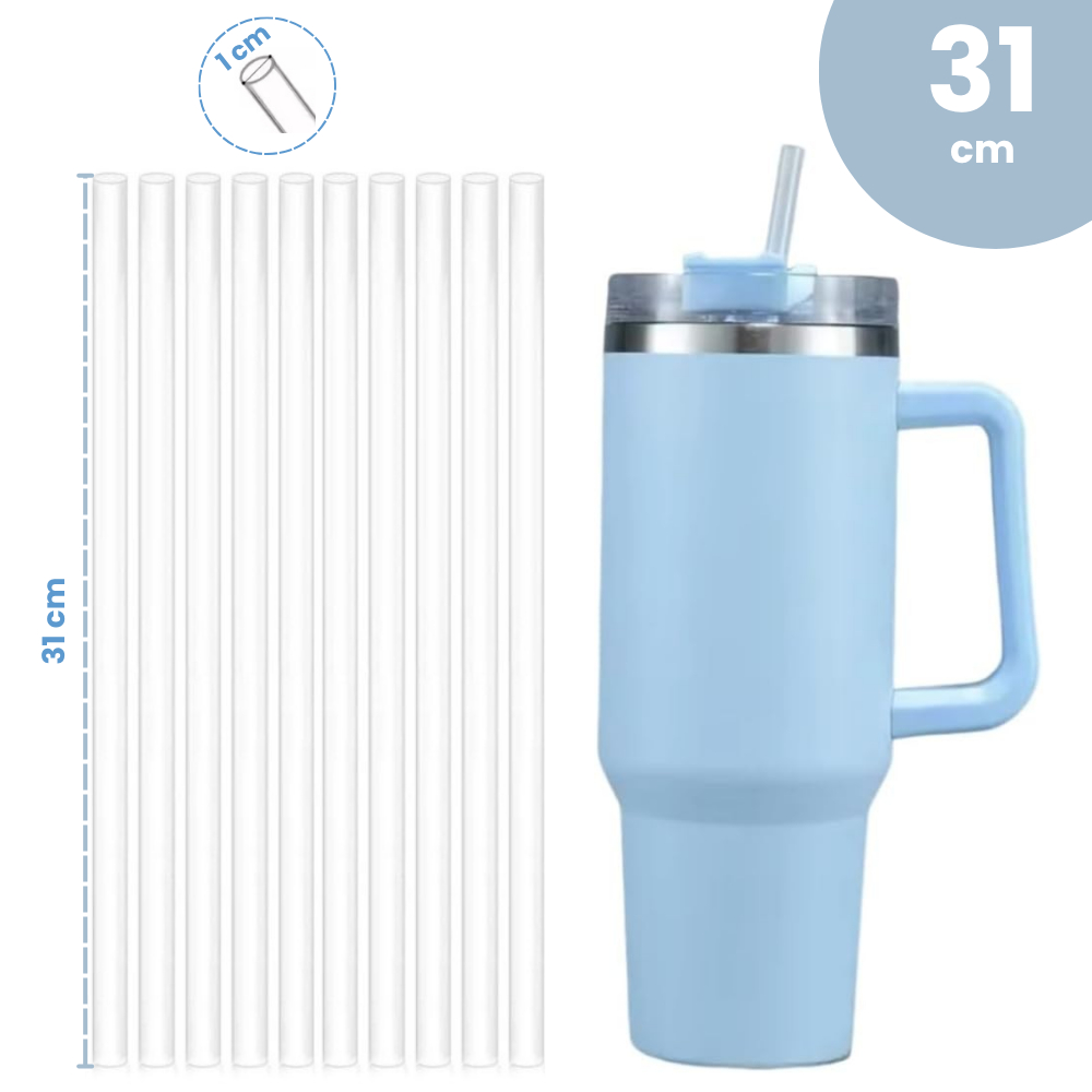 Kit Canudos Substituição Reutilizáveis 31cm Para Copo e Garrafa Térmica 1200ml 40oz Kit 2, 5 e 10 Un