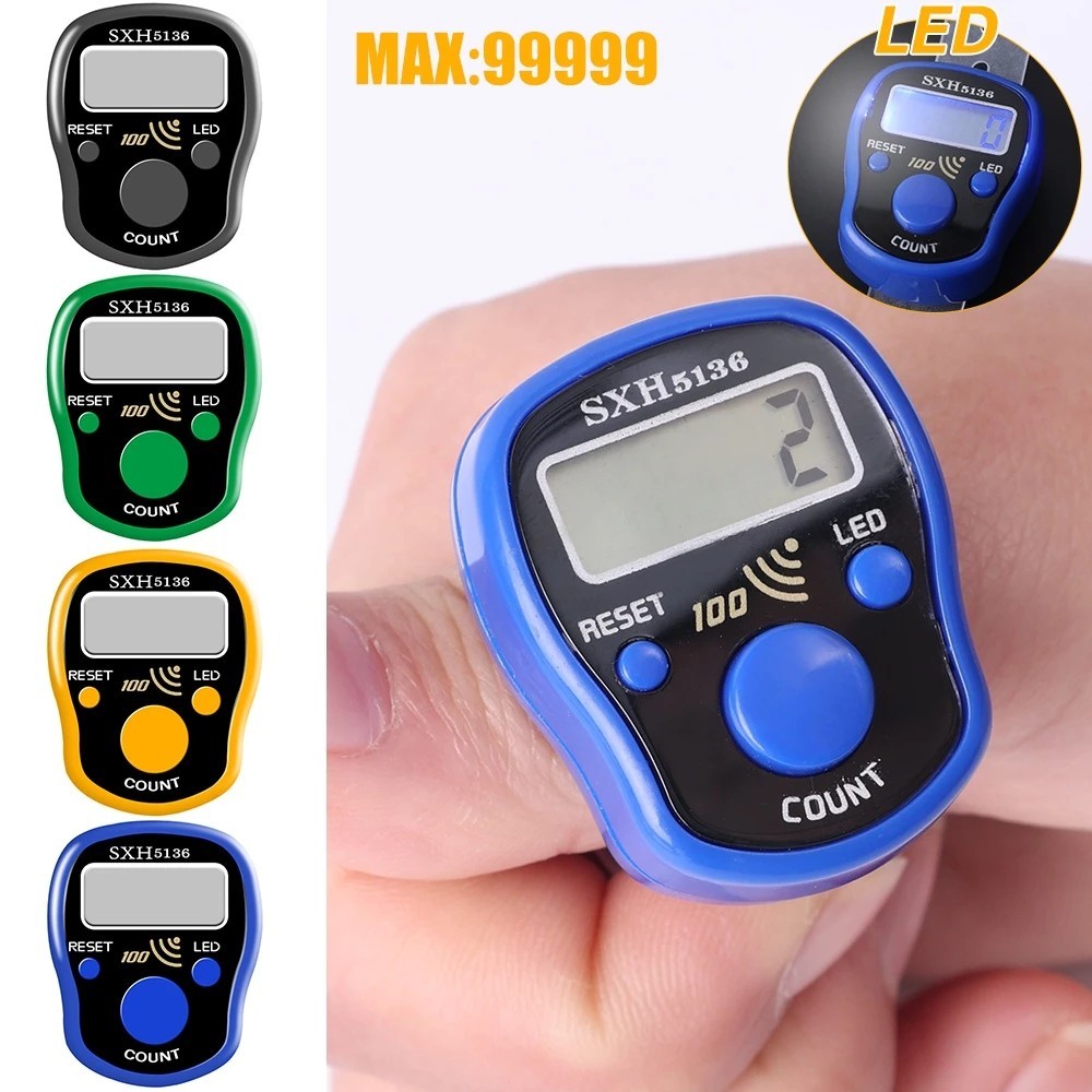 Mini Contador Digital Dedo Mão Clicker Luz LED Marcador