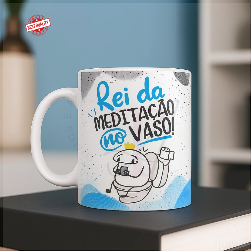 Caneca Xícara de Porcelana cerâmica Personalizada Rei da Meditação no Vaso Caneca Engraçadas e Diver