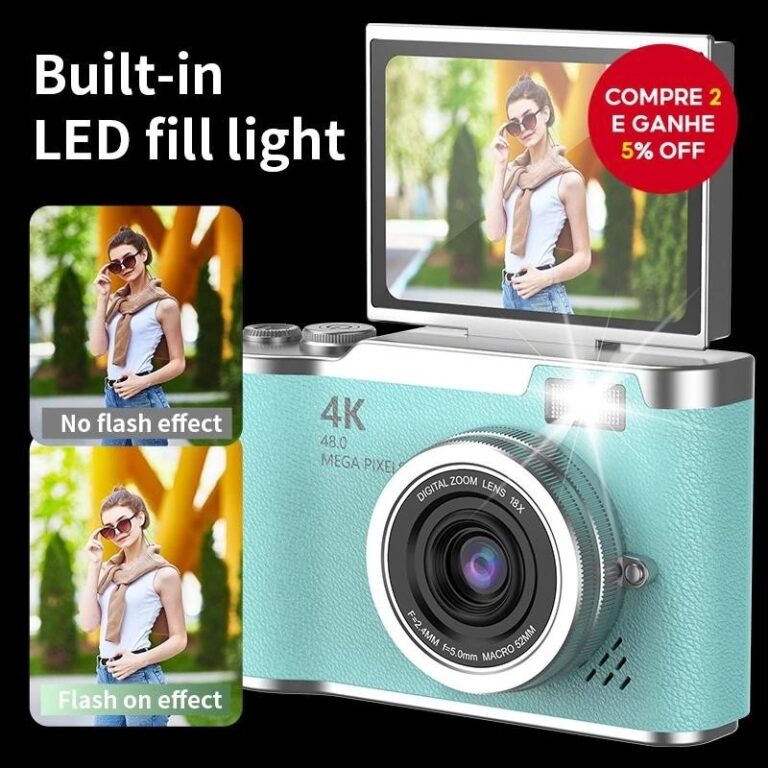 Câmera de zoom digital CCD 8x A tela flip LED HD 