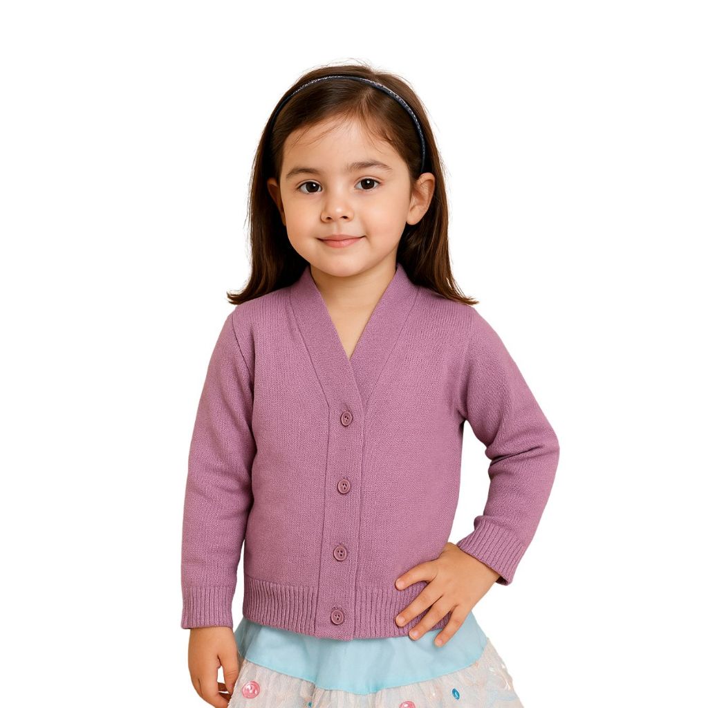 Cardigan Tricot Infantil Com Botões Moda Feminina Infantil Menina