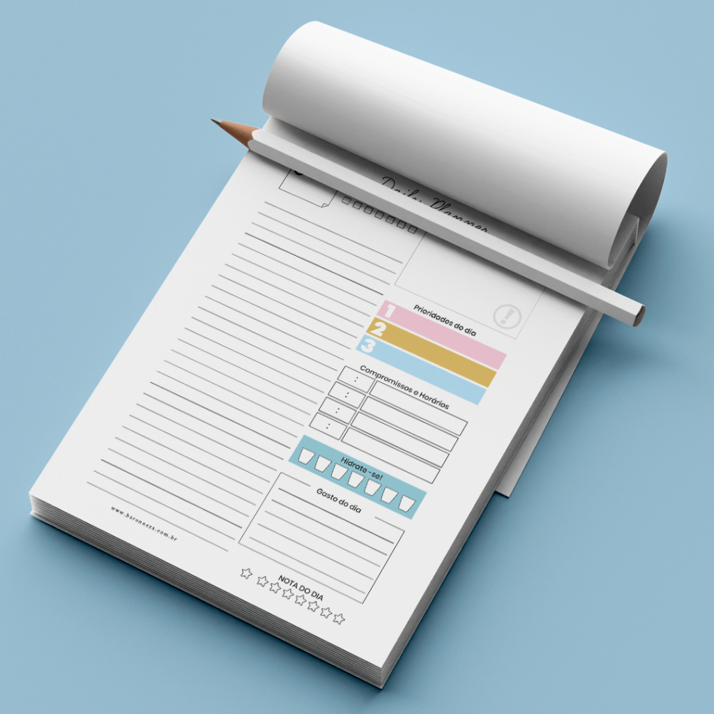 Check List de Tarefas – Bloco Planner Diário  – Bloco com 50 folhas