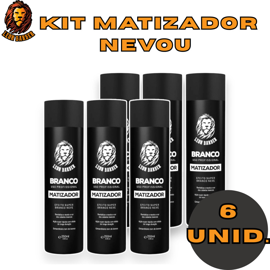 Kit 6 und Matizador para cabelo e barba Super Branco Nevou 250ml Leon Barber