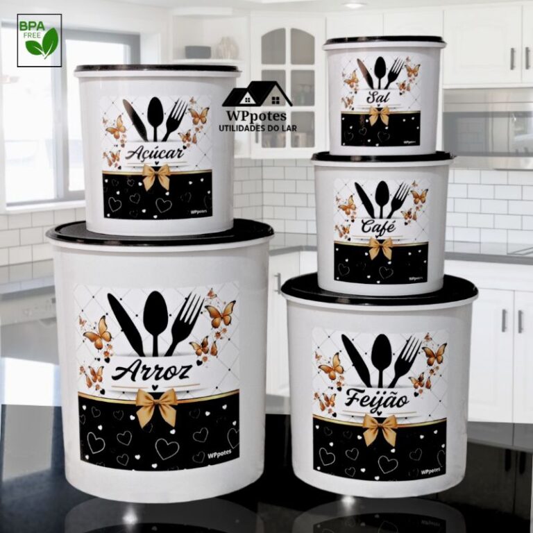 Porta Mantimento Conjunto 5 Potes Kit Cozinha Arro