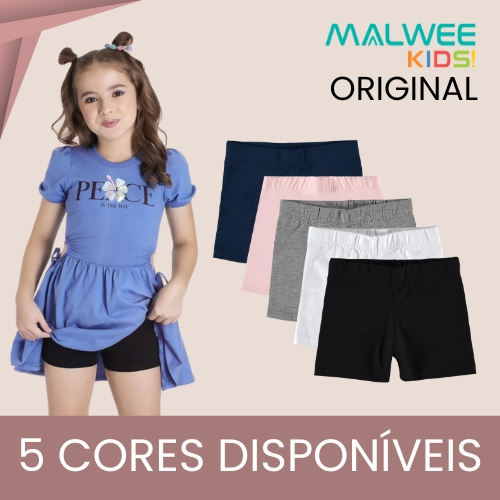Short Infantil Basico Menina Cotton Cores Variadas
