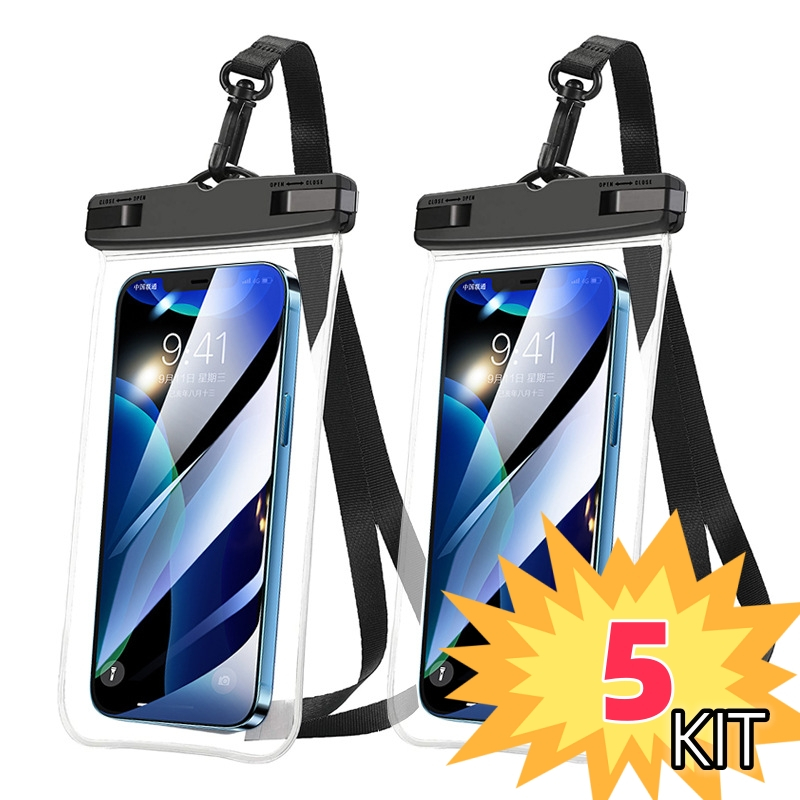 1/2/5 Unidades Capa Bolsa Prova Dágua Impermeável Celular Transparente Universal Promoção